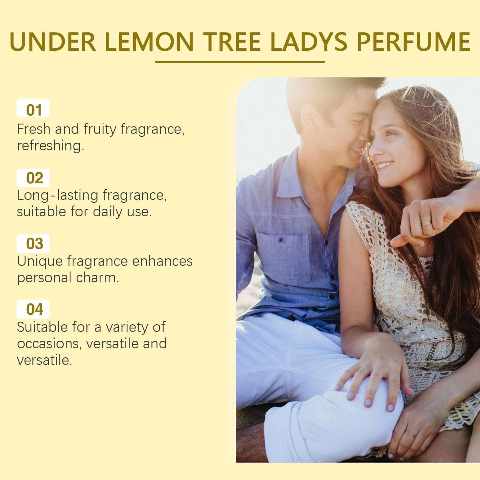 Under Lemon Tree Ladies Perfume: Fresh, fruity, long-lasting scent perfect for daily use and enhancing personal charm.