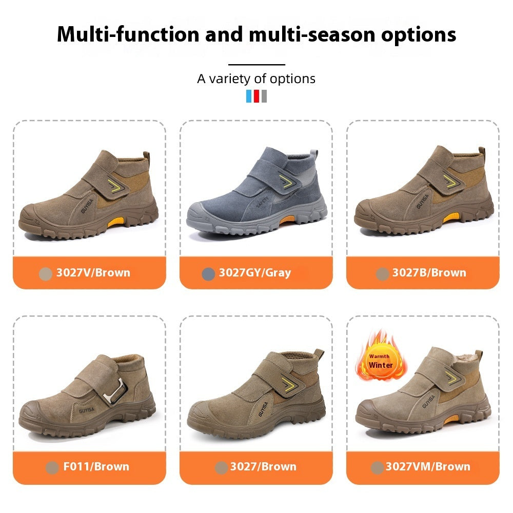 Fireproof Flower Safety Wear-resistant Steel Toe Cap Felt Buckle Welder Shoes