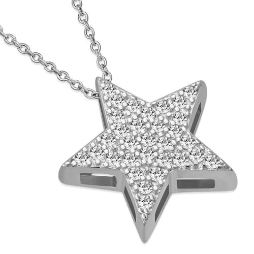 My Daily Styles 925 Sterling Silver Star-Shaped CZ Pendant Necklace