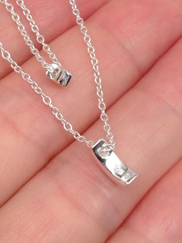 925 Sterling Silver Plain Star Crescent Moon Pendant Layered Necklace 2.8/7.8mm