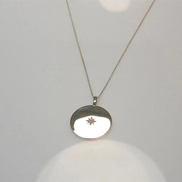 925 Sterling Silver Pave Diamond Handmade Star Disc Charm Pendant Jewelry