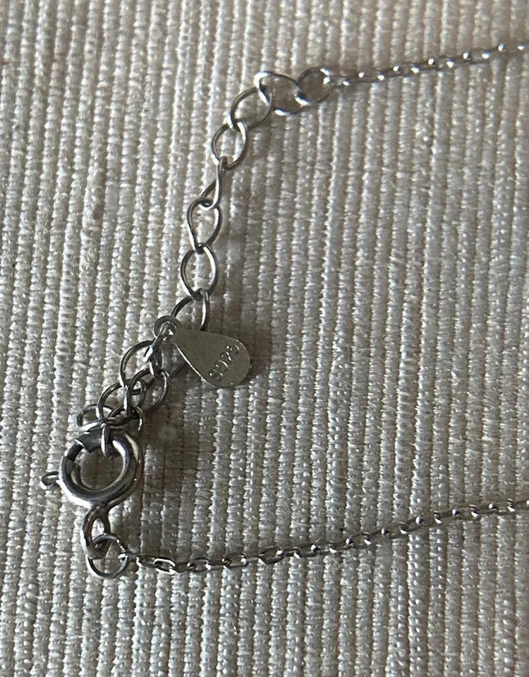 Sterling Silver 925 Stars And Crystal 16” Necklace Patriotic Delicate